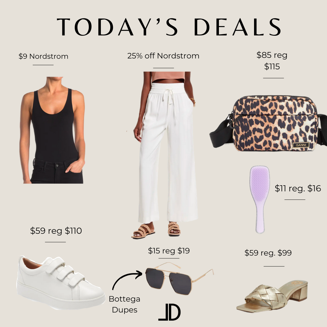 Nordstrom sale, spring outfit, wide leg trousers, vija sneakers, gold sandals, Bottega Veneta sunglasses