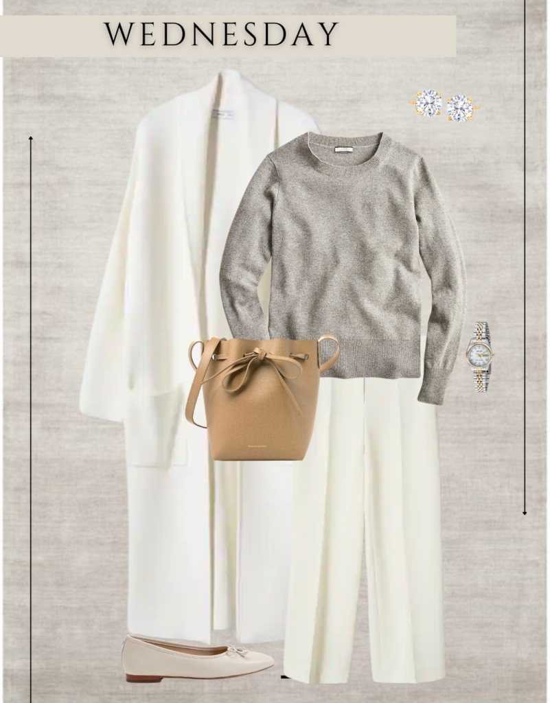 Weekly guide showcasing a collection of neutral outfit ideas, including classic black and white ensembles, earthy tones, and versatile looks suitable for everyday wear and special events.