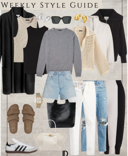 Stylish Collage of 7 Outfits - A fashionable compilation of chic outfits for busy women, featuring a mix of casual, formal, and trendy styles. Get inspired and elevate your fashion game with our weekly style guide for modern women.