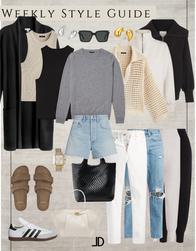 Stylish Collage of 7 Outfits - A fashionable compilation of chic outfits for busy women, featuring a mix of casual, formal, and trendy styles. Get inspired and elevate your fashion game with our weekly style guide for modern women.