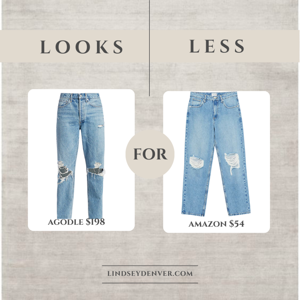 Comparison of Agolde jeans and Amazon jeans side by side, highlighting the differences in quality, fit, and price for potential buyers to make an informed decision.