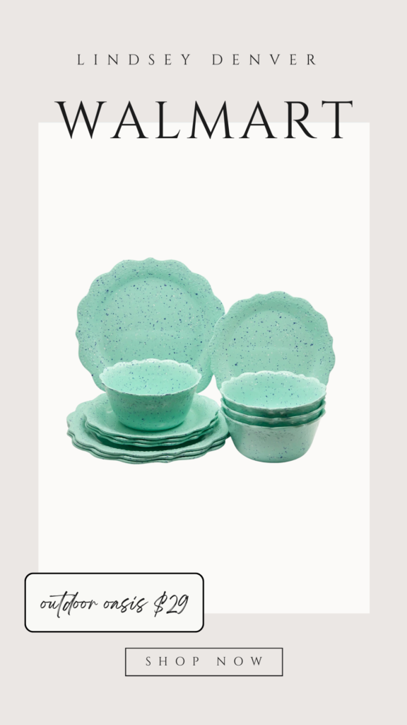 The Pioneer Woman Juliette 12-Piece Melamine Dinnerware Set, Teal